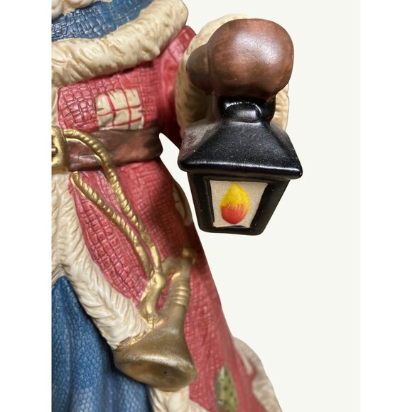 Porcelain Santa Claus Musical Figurine 11" Holding Bear & Lantern Vintage - Picture 13 of 13